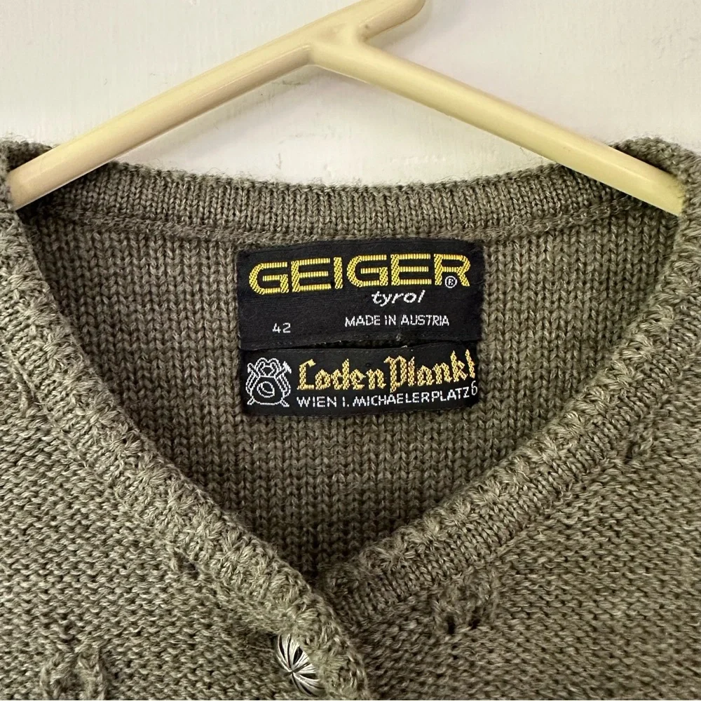 Geiger Women's Olive Cardigan Wool Sweater - Picture 4 of 12